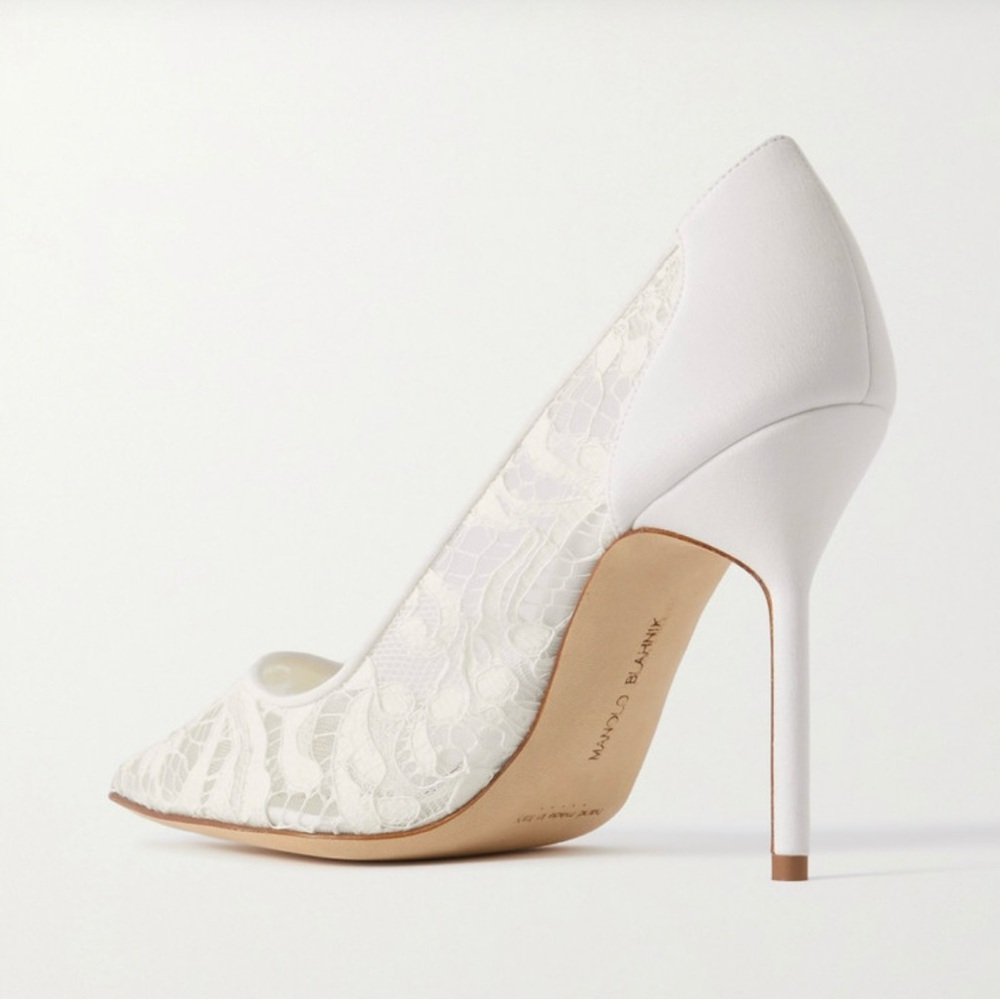 MANOLO BLAHNIK BBLA Bride 105 lace pumps wedding shoes heels - Picture 4 of 4